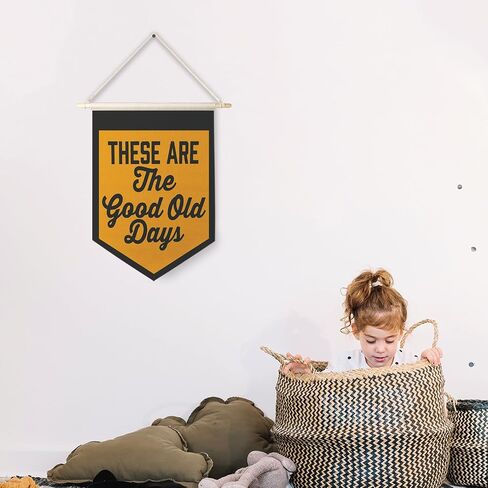 Qpenm These Are The Good Old Days Sign Hanging Wall Canvas Banner,Nostalgic Inspirational Quote Hanging Pennant Flag Prints,Positive Home Wall Decor poster&prints in Saudi Arabia