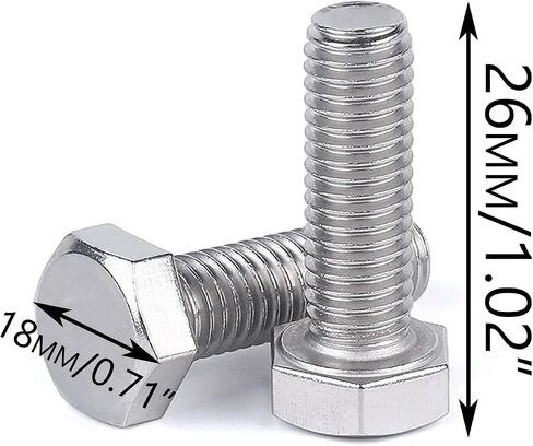 8 Sets 3/8-16 x 1'' 304 Stainless Steel Hex Bolts with Hex Nuts Flat Washers and Lock Spring Washers Coverage Coarse Thread, Silver in Saudi Arabia