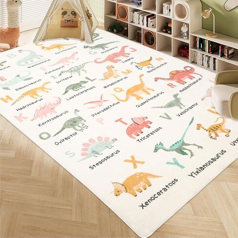 Kids Dinosaur Rug 4x6Ft Large ABC Animal Play Rug for Boys Girls Cute Dino Bedroom Carpet Playtime Classroom Nursery Mat Educational Area Rug Child Playroom Rug in Saudi Arabia