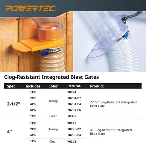 POWERTEC 4" Blast Gate, Clog Resistant & Anti Gap Tapered ABS Plastic Fitting for Dust Collector, Dust Collection Fittings, Dust Collection Hose, Shop Vac, Hose Clamp, 2PK (70373-P2) in Saudi Arabia