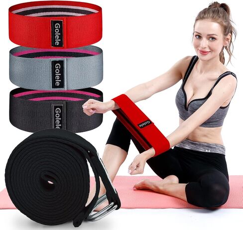 Resistance Bands for Working Out, Non Slip Thick Squat Exercise Bands for Yoga, Pilates, Rehab, Fitness 3 Booty Bands 1 Long Resistant Band for Women Men Gym Hip Thigh Glute Bands Set in Saudi Arabia