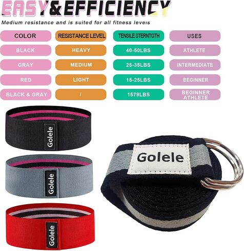 Resistance Bands for Working Out, Non Slip Thick Squat Exercise Bands for Yoga, Pilates, Rehab, Fitness 3 Booty Bands 1 Long Resistant Band for Women Men Gym Hip Thigh Glute Bands Set in Saudi Arabia