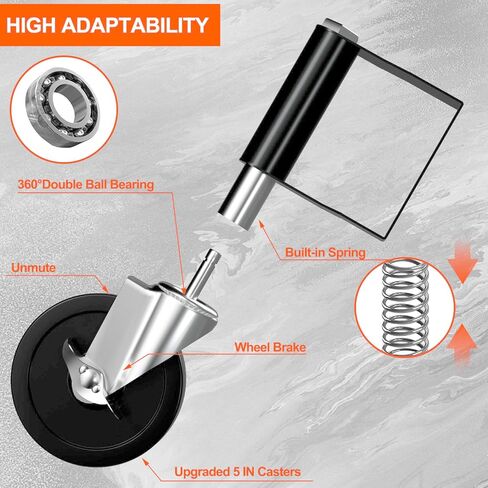 Gate Wheels for Wooden Gate, Fence Spring Loaded Gate Caster Wheel, Farm Gate Support Wheel with Brake, Outdoor Gate Helper for Wooden Fences with 360° Swivel, 220 Lbs Capacity in Saudi Arabia