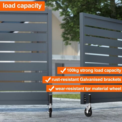 Gate Wheels for Wooden Gate, Fence Spring Loaded Gate Caster Wheel, Farm Gate Support Wheel with Brake, Outdoor Gate Helper for Wooden Fences with 360° Swivel, 220 Lbs Capacity in Saudi Arabia