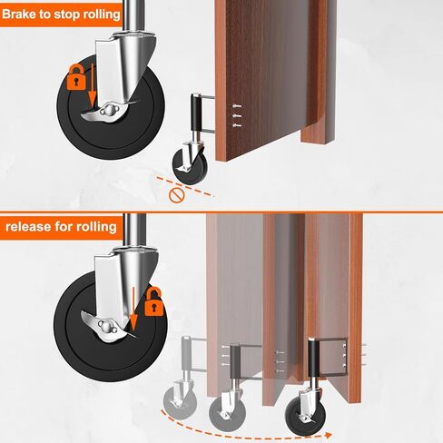 Gate Wheels for Wooden Gate, Fence Spring Loaded Gate Caster Wheel, Farm Gate Support Wheel with Brake, Outdoor Gate Helper for Wooden Fences with 360° Swivel, 220 Lbs Capacity in Saudi Arabia