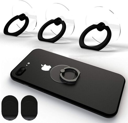 Transparent Phone Ring Holder Grip Tomorotec 360 Degree Free Rotation, Clear Cell Phone Finger Ring Kick-Stand Compatible with iPhone 14 13 12 X Plus, Galaxy S23 S22 Edge (Black) in Saudi Arabia