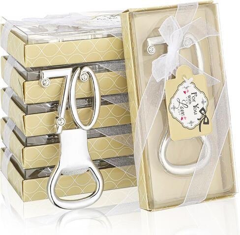 24 Pcs Silver Bottle Opener Set Birthday Party Favors for Guests with for You Tags, Wine Beer Opener Birthday Wedding Party Decorations Anniversaries Souvenirs Keepsake Gift (60th) in Kuwait