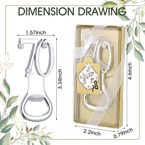 24 Pcs Silver Bottle Opener Set Birthday Party Favors for Guests with for You Tags, Wine Beer Opener Birthday Wedding Party Decorations Anniversaries Souvenirs Keepsake Gift (60th) in Kuwait
