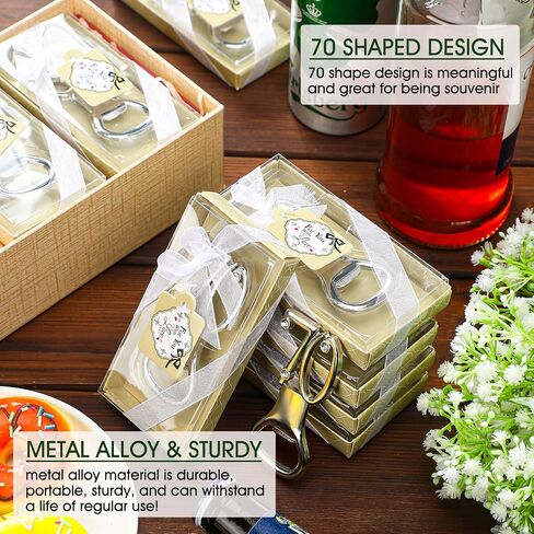 24 Pcs Silver Bottle Opener Set Birthday Party Favors for Guests with for You Tags, Wine Beer Opener Birthday Wedding Party Decorations Anniversaries Souvenirs Keepsake Gift (60th) in Kuwait