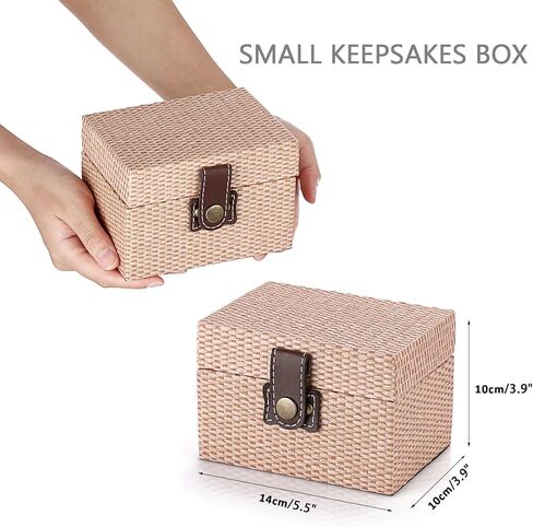 Hipiwe Square Jewelry Box Treasure Chest Storage Wooden Decorative Trinket Jewelry Box with Clasp Memento Case Box Keepsake Jewelry Organizer Box Gift for Women Men,Medium in Kuwait