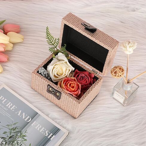 Hipiwe Square Jewelry Box Treasure Chest Storage Wooden Decorative Trinket Jewelry Box with Clasp Memento Case Box Keepsake Jewelry Organizer Box Gift for Women Men,Medium in Kuwait