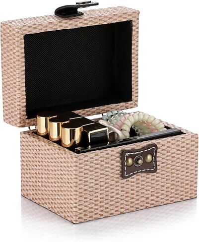 Hipiwe Square Jewelry Box Treasure Chest Storage Wooden Decorative Trinket Jewelry Box with Clasp Memento Case Box Keepsake Jewelry Organizer Box Gift for Women Men,Medium in Kuwait