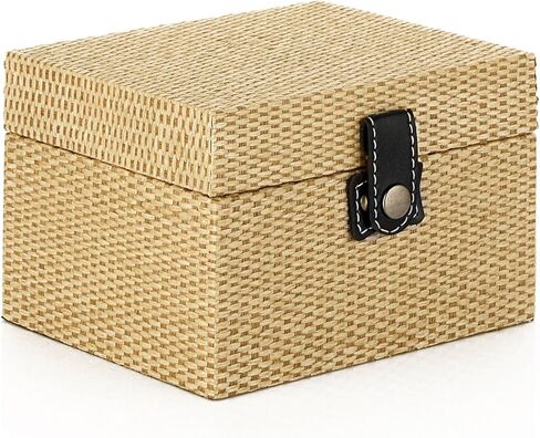 Hipiwe Square Jewelry Box Treasure Chest Storage Wooden Decorative Trinket Jewelry Box with Clasp Memento Case Box Keepsake Jewelry Organizer Box Gift for Women Men,Medium in Saudi Arabia