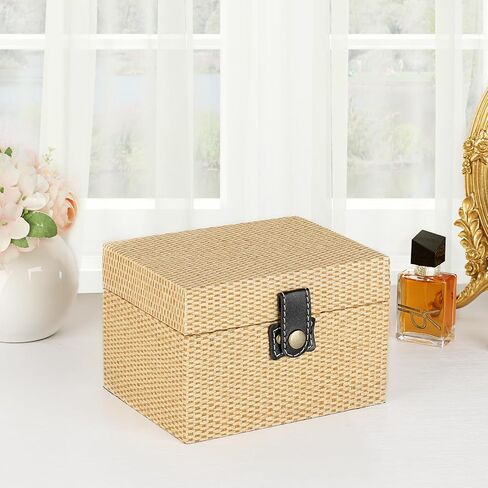 Hipiwe Square Jewelry Box Treasure Chest Storage Wooden Decorative Trinket Jewelry Box with Clasp Memento Case Box Keepsake Jewelry Organizer Box Gift for Women Men,Medium in Saudi Arabia