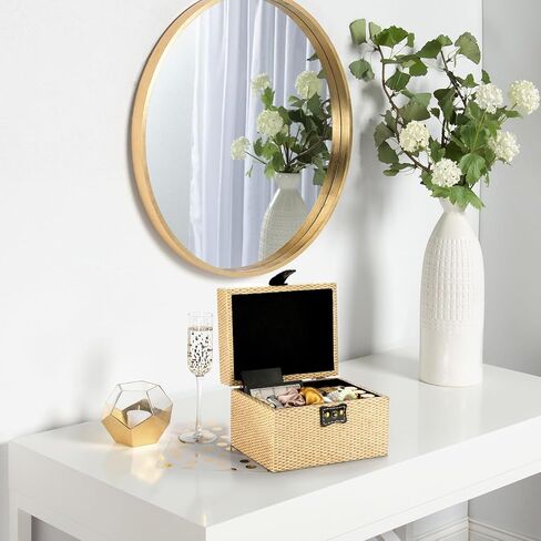 Hipiwe Square Jewelry Box Treasure Chest Storage Wooden Decorative Trinket Jewelry Box with Clasp Memento Case Box Keepsake Jewelry Organizer Box Gift for Women Men,Medium in Saudi Arabia