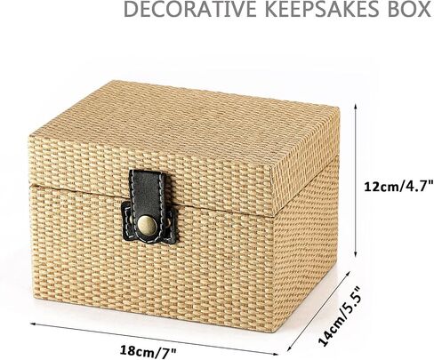 Hipiwe Square Jewelry Box Treasure Chest Storage Wooden Decorative Trinket Jewelry Box with Clasp Memento Case Box Keepsake Jewelry Organizer Box Gift for Women Men,Medium in Saudi Arabia