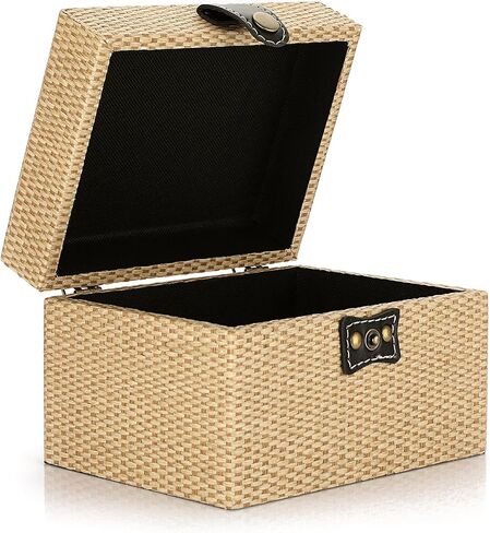 Hipiwe Square Jewelry Box Treasure Chest Storage Wooden Decorative Trinket Jewelry Box with Clasp Memento Case Box Keepsake Jewelry Organizer Box Gift for Women Men,Medium in Saudi Arabia