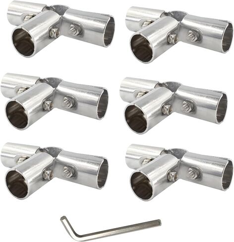 2Pcs OD 1"(25MM) T Pipe Clamp, Structural Pipe Connector 2 Way Joint Pipe Fitting, Stainless Steel End Clamps for Panel Pipe T Clamps Chain Link Fence Parts, Silver in Kuwait