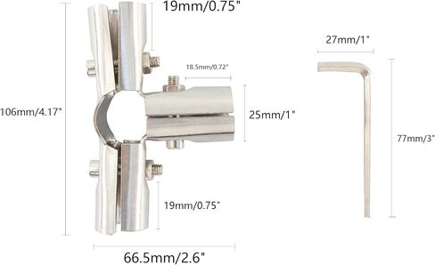 2Pcs OD 1"(25MM) T Pipe Clamp, Structural Pipe Connector 2 Way Joint Pipe Fitting, Stainless Steel End Clamps for Panel Pipe T Clamps Chain Link Fence Parts, Silver in Kuwait