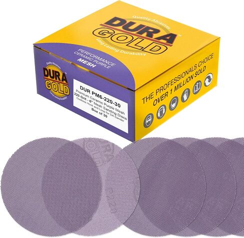 Dura-Gold Premium 400 Grit 6" Purple Ceramic Mesh Sanding Discs, Box of 30 - Dustless Hook & Loop Backing Sandpaper for DA & Random Orbital Sanders - Long-Lasting Fast Cut - Woodworking, Auto Paint in Saudi Arabia