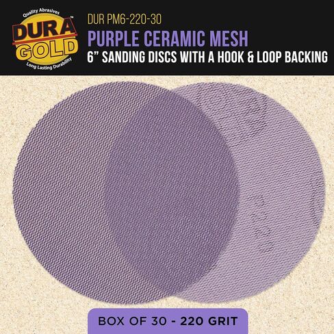 Dura-Gold Premium 400 Grit 6" Purple Ceramic Mesh Sanding Discs, Box of 30 - Dustless Hook & Loop Backing Sandpaper for DA & Random Orbital Sanders - Long-Lasting Fast Cut - Woodworking, Auto Paint in Saudi Arabia