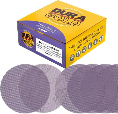 Dura-Gold Premium 400 Grit 6" Purple Ceramic Mesh Sanding Discs, Box of 30 - Dustless Hook & Loop Backing Sandpaper for DA & Random Orbital Sanders - Long-Lasting Fast Cut - Woodworking, Auto Paint in Saudi Arabia