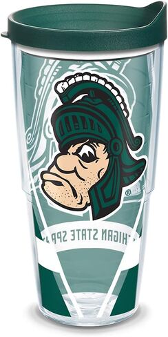 كوب Tervis مصنوع في الولايات المتحدة الأمريكية بجدار مزدوج من جامعة ولاية ميشيغان MSU Spartans معزول يحافظ على المشروبات باردة وساخنة، زجاجة مياه سعة 24oz، تقليد in Saudi Arabia