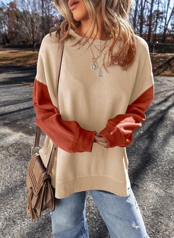SHEWIN Sweatshirt for Women Casual Long Sleeve Crewneck Lightweight Pullover Tops Loose Sweatshirts in Saudi Arabia