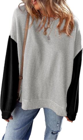 SHEWIN Sweatshirt for Women Casual Long Sleeve Crewneck Lightweight Pullover Tops Loose Sweatshirts in Saudi Arabia