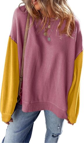 SHEWIN Sweatshirt for Women Casual Long Sleeve Crewneck Lightweight Pullover Tops Loose Sweatshirts in Saudi Arabia