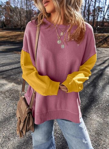 SHEWIN Sweatshirt for Women Casual Long Sleeve Crewneck Lightweight Pullover Tops Loose Sweatshirts in Saudi Arabia