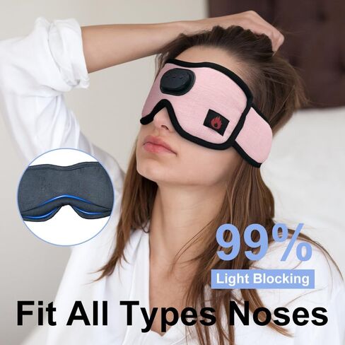 Joythink Sleep Headphones with Heated Bluetooth Wireless Sleep Mask Heated Eye Mask Warm Eye Compress Mask for Sleeping USB Electric Timer Control for Dry Eyes Reusable Washable Black in Saudi Arabia