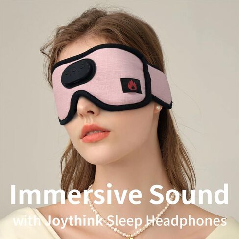 Joythink Sleep Headphones with Heated Bluetooth Wireless Sleep Mask Heated Eye Mask Warm Eye Compress Mask for Sleeping USB Electric Timer Control for Dry Eyes Reusable Washable Black in Saudi Arabia