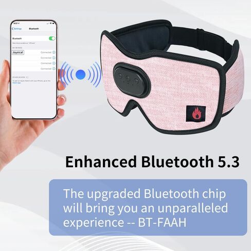 Joythink Sleep Headphones with Heated Bluetooth Wireless Sleep Mask Heated Eye Mask Warm Eye Compress Mask for Sleeping USB Electric Timer Control for Dry Eyes Reusable Washable Black in Saudi Arabia