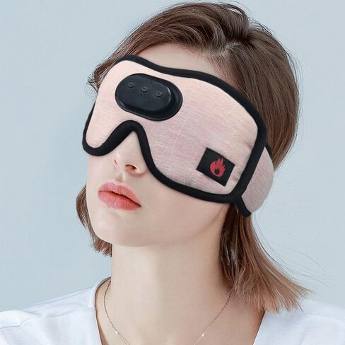 Joythink Sleep Headphones with Heated Bluetooth Wireless Sleep Mask Heated Eye Mask Warm Eye Compress Mask for Sleeping USB Electric Timer Control for Dry Eyes Reusable Washable Black in Saudi Arabia