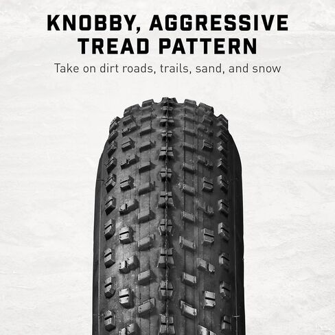 Mongoose Fat Tire Replacement, 20" x 4" or 26" x 4" Fat Tire Bike, Knobby, Puncture Guard, Nylon Inserts Within The Tire for Extra Puncture Resistance, Bicycle Replacement Parts, Black in Kuwait