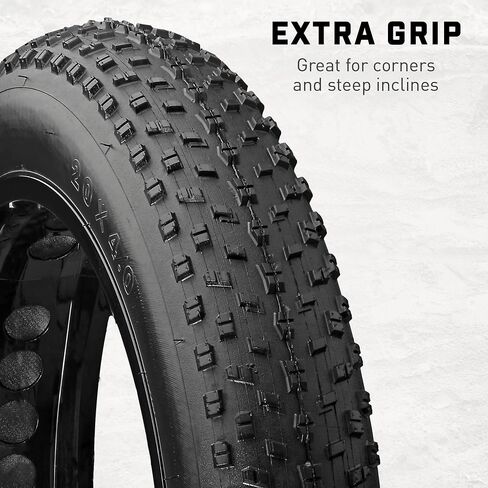 Mongoose Fat Tire Replacement, 20" x 4" or 26" x 4" Fat Tire Bike, Knobby, Puncture Guard, Nylon Inserts Within The Tire for Extra Puncture Resistance, Bicycle Replacement Parts, Black in Kuwait