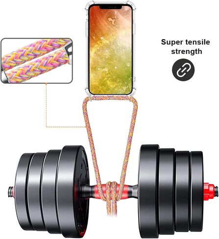 YESPURE Crossbody Case for iPhone 12 Mini 5.4 inch,Phone Case for iPhone 12 Mini, Clear TPU Soft Case for iPhone 12 Mini Holder with Neck Cord Lanyard Strap-Clear - Rainbow Yellow in Saudi Arabia