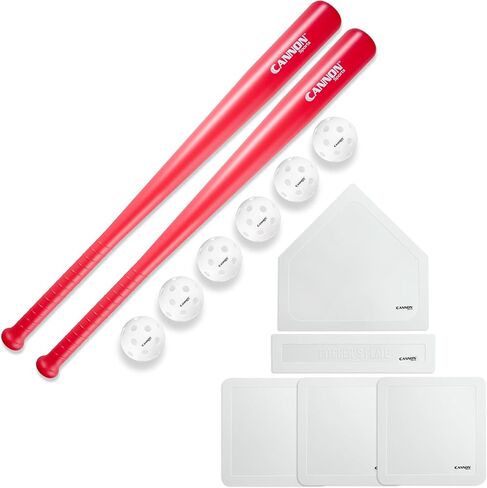 Plastic Baseball Set with Two Bats, 6 Balls and Throwdown Bases in Kuwait