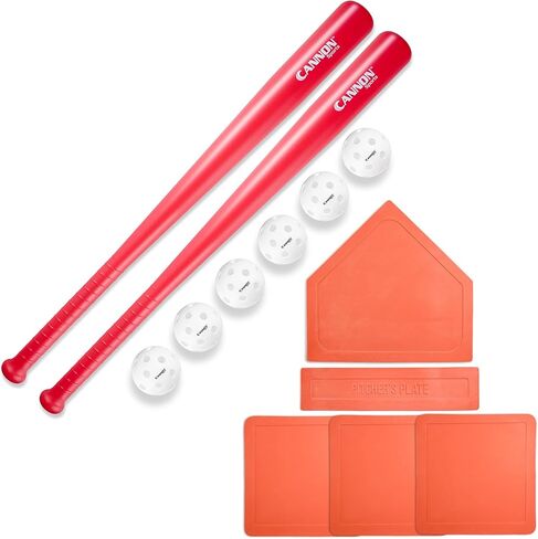Plastic Baseball Set with Two Bats, 6 Balls and Throwdown Bases in Kuwait