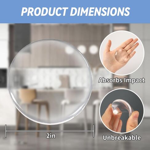 JULBEAR 12PCS Clear Door Stoppers for Wall, Wall Protectors from Door Knobs with Strong Back Self Adhesive,Quiet, Shock, Absorbent Silicone, Door Knob Wall Protector Door Handle Bumpers in Kuwait