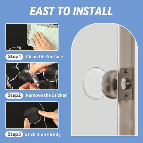 JULBEAR 12PCS Clear Door Stoppers for Wall, Wall Protectors from Door Knobs with Strong Back Self Adhesive,Quiet, Shock, Absorbent Silicone, Door Knob Wall Protector Door Handle Bumpers in Kuwait