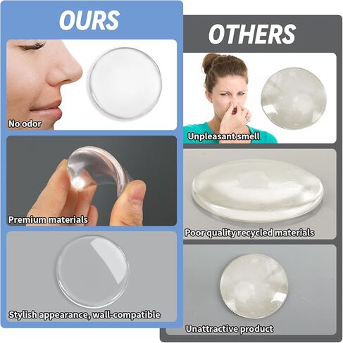 JULBEAR 12PCS Clear Door Stoppers for Wall, Wall Protectors from Door Knobs with Strong Back Self Adhesive,Quiet, Shock, Absorbent Silicone, Door Knob Wall Protector Door Handle Bumpers in Kuwait