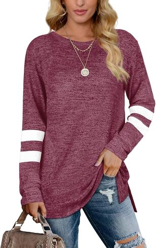 XIEERDUO بلوزات نسائية كاجوال تونيك علوية بأكمام طويلة وقمصان كبيرة الحجم مع جيوب in Kuwait