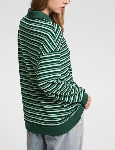 WIHOLL Sweatshirts for Women Fall Long Sleeve Polo Neck Shirts 2024 Colorblock Striped Drop Shoulder Pullover Cute Y2K Outfit in Saudi Arabia
