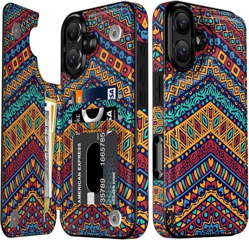 محفظة LETO لهاتف iPhone 16 Pro Max - غطاء جلدي قابل للطي - تصميمات عصرية - فتحات للبطاقات، مسند - حافظة هاتف واقية للنساء والفتيات - 6.9 بوصة - أسود in Kuwait
