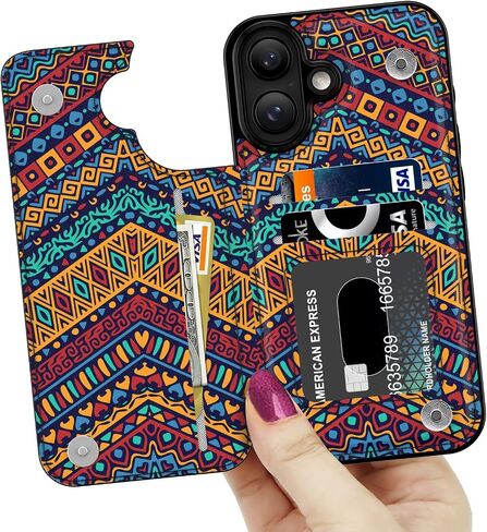 محفظة LETO لهاتف iPhone 16 Pro Max - غطاء جلدي قابل للطي - تصميمات عصرية - فتحات للبطاقات، مسند - حافظة هاتف واقية للنساء والفتيات - 6.9 بوصة - أسود in Kuwait