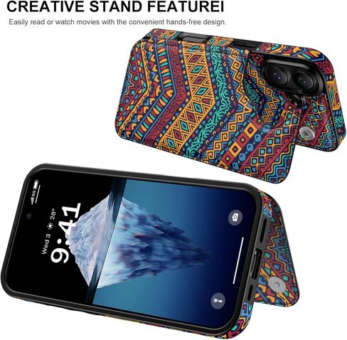 محفظة LETO لهاتف iPhone 16 Pro Max - غطاء جلدي قابل للطي - تصميمات عصرية - فتحات للبطاقات، مسند - حافظة هاتف واقية للنساء والفتيات - 6.9 بوصة - أسود in Kuwait