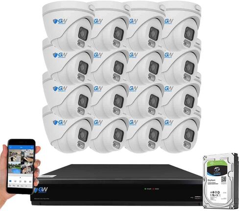 GW Security 8MP Security Camera System with AI Face/Human/Vehicle Detection, 16CH 4K DVR and 16 x 8MP 2160p Outdoor Microphone Coaxial CCTV Camera, Smart AI Alert & Playback, 4TB Hard Drive in Saudi Arabia