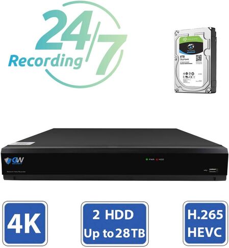 GW Security 8MP Security Camera System with AI Face/Human/Vehicle Detection, 16CH 4K DVR and 16 x 8MP 2160p Outdoor Microphone Coaxial CCTV Camera, Smart AI Alert & Playback, 4TB Hard Drive in Saudi Arabia